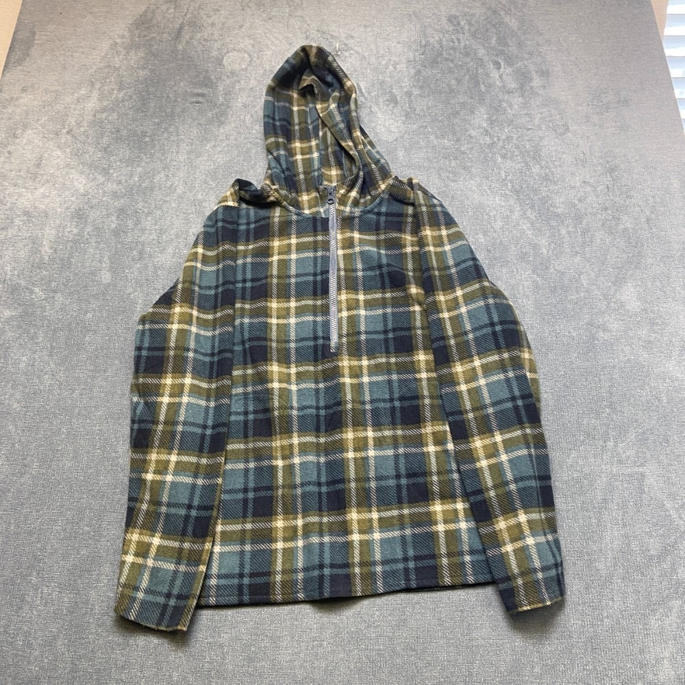 O'Neill Fleece Jacket Womens XL Multicolor Plaid Hooded Pullover Quarter Zip